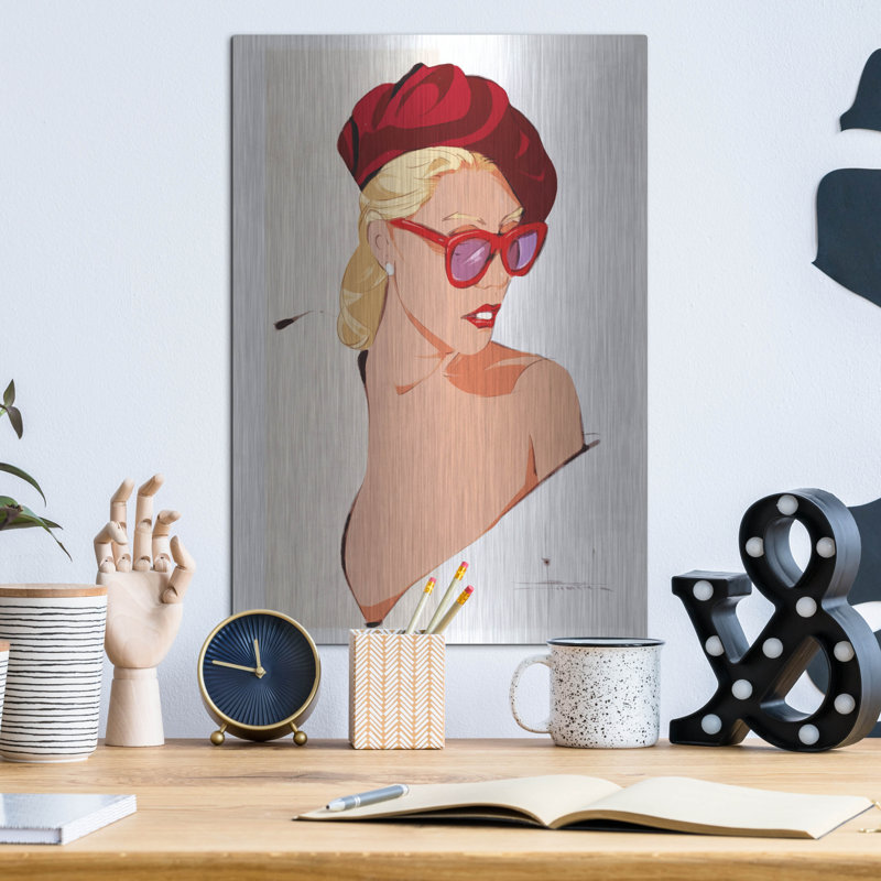 "Ruby Beret" par TM Borenstein, H 16 po x l 12 po
