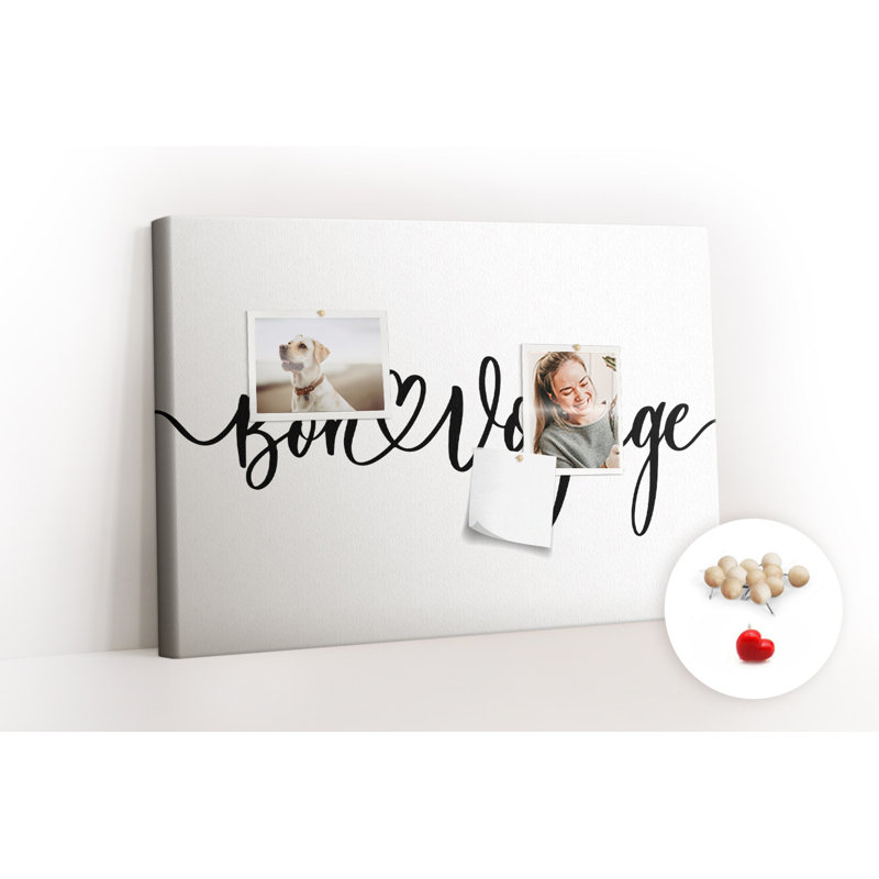 Wall Mounted bulletin board print home decor message pin boards decorative corkboard Word bon voyage