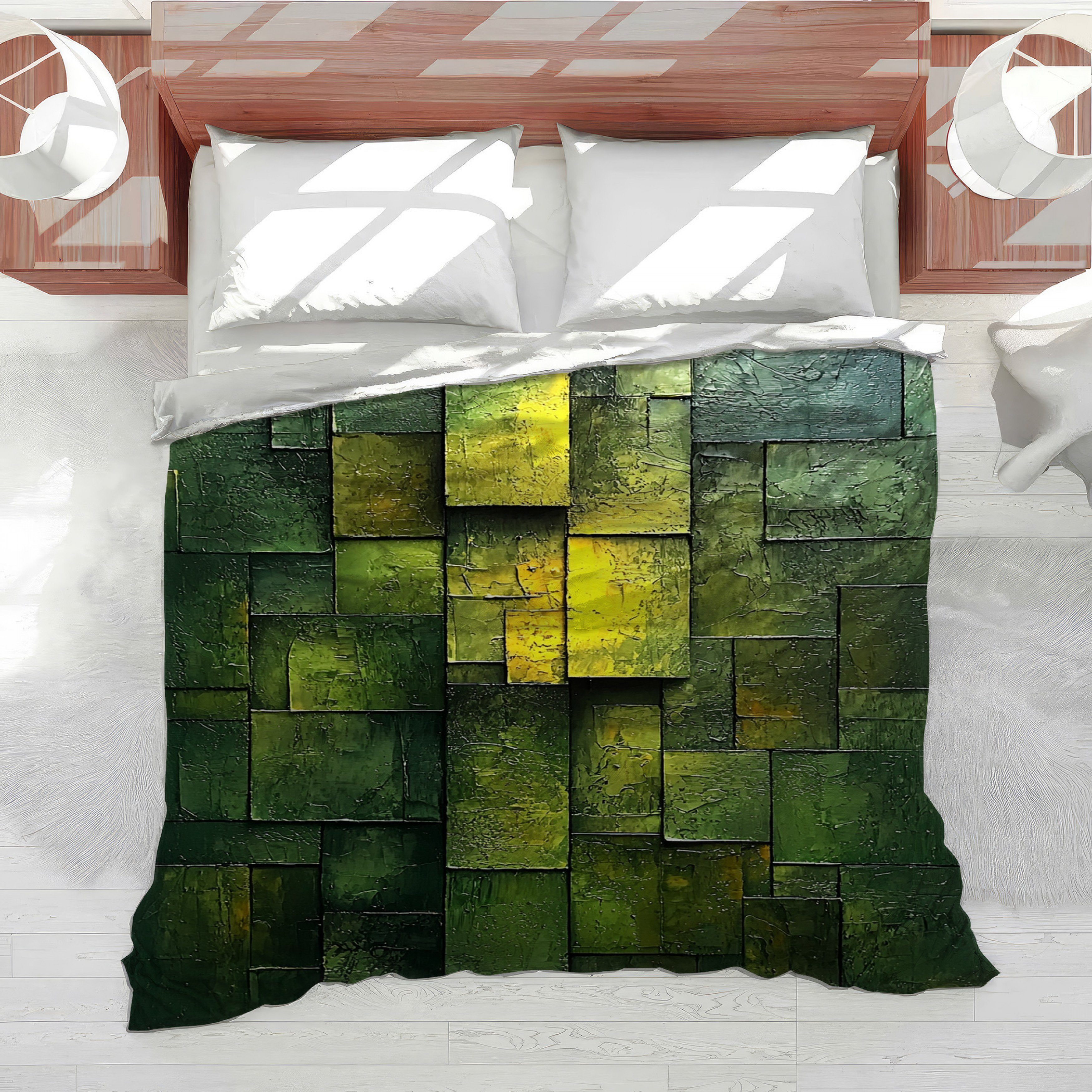 VisionDecor Green Texture Bedding Abstract Comforter Minimalist | Wayfair