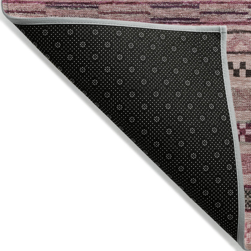Tapis intérieur lavable rayé rose 10 pi x 14 pi