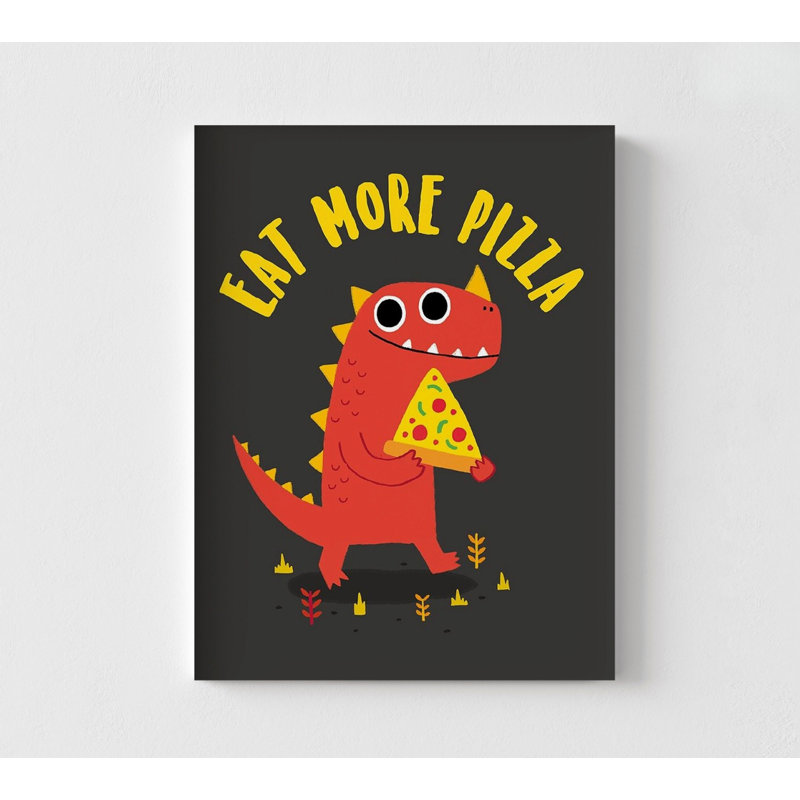 Illustration de dinosaure, impression encadrée «I Love Pizza», impression d'affiche de pizza, impression de manger une pizza, art alimentaire amusant