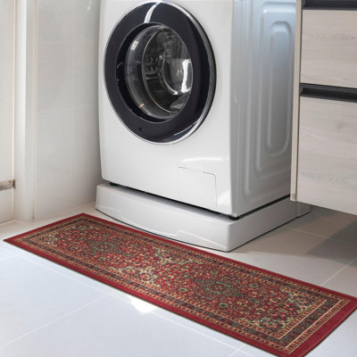 Tapis rouge foncé antidérapant à motif de médaillon oriental Ottohome pour le salon, le couloir et le vestibule
