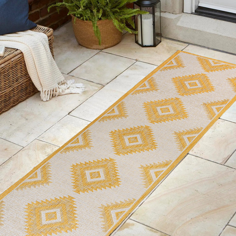 Tapis jaune / crème Kyona, Tapis de couloir 2 pi x 7 pi 10 po