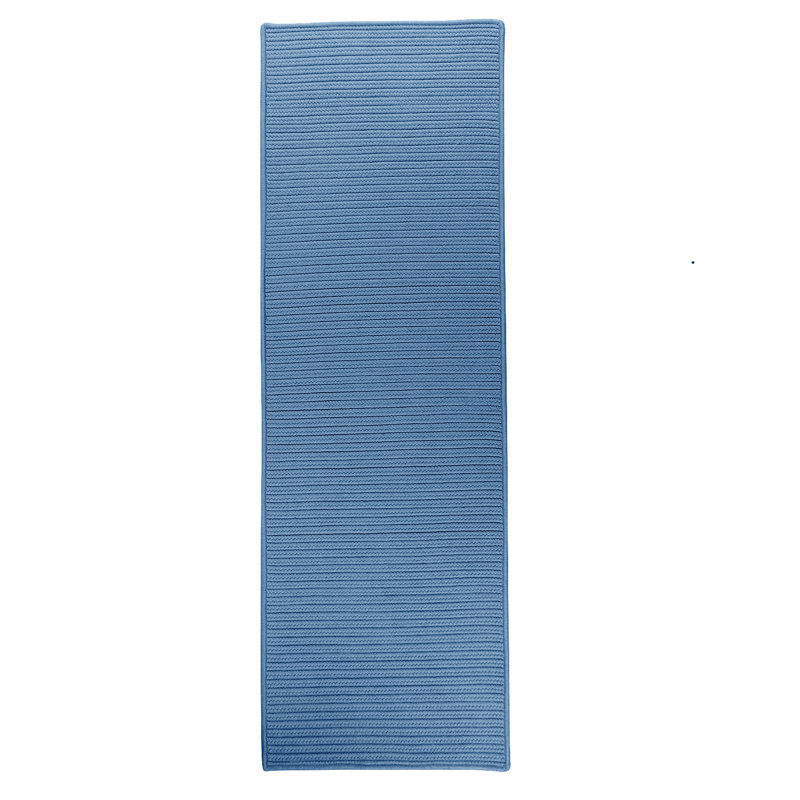 Tapis bleu tressé à la main Denise, Tapis de couloir 2 pi 4 po x 11 pi