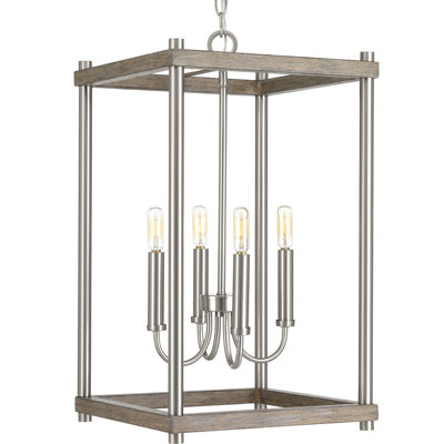 Luminaire suspendu rectangulaire 4 lumières lanternes Maez
