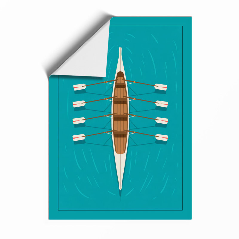 Rowing Boat from Above Geometric - Framed Print, Unframed, A4 - 29.7 x 21.0 cm
