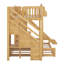 Lit simple superposé au dessus d'un lit double avec escalier de rangement, tablette, lit superposé en bois pour enfants avec glissoire et garde-robe-123406099