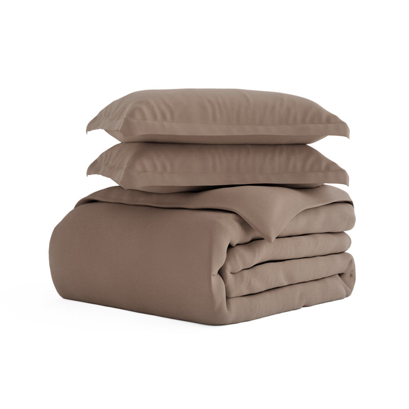 Taupe Ultra Soft Microfiber Queen Duvet Cover Set