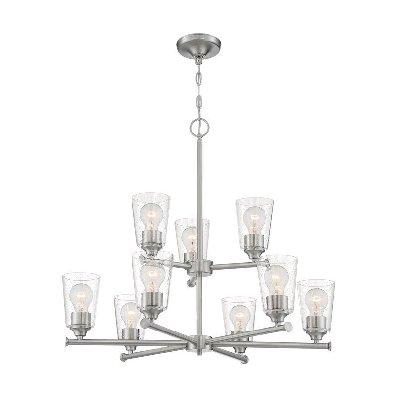 Weccacoe 9 - Light Dimmable Sputnik Modern Linear Chandelier, Brushed Nickel