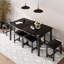 Ensemble de table de salle à manger, table extensible 7 pièces de 63 po pour 4 à 8 personnes, table de salle à manger de style Mid-Century avec 6 tabourets carrés, noir