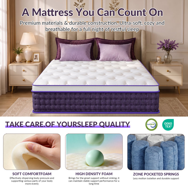 12 Inch Queen Soft Gel Memory Foam Hybrid Mattress, Cloud-Like Body Contouring, Pressure Point Relief, Fiberglass-Free, CertiPUR-US & OEKO-TEX Certified