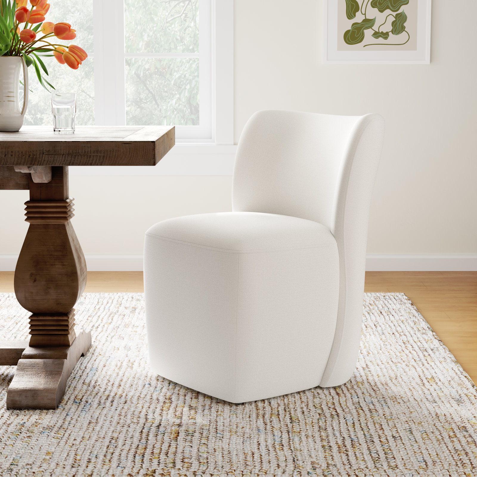 Madie Upholstered Dining Chair, Flannigan Cotton