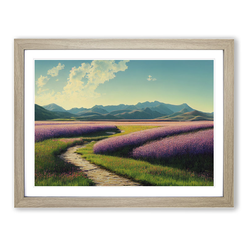 Spring Meadow Scene - Single Picture Frame Print, Oak, 25cm H x 34cm W x 2cm D