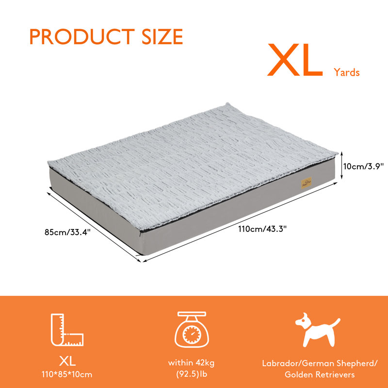 Orthopedic Polyester Pet Bed, 10cm H x 110cm W x 85cm D
