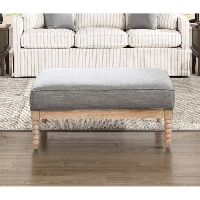 Gris classique avec pieds en bois naturel et rembourrage en mousse rectangulaire en tissu