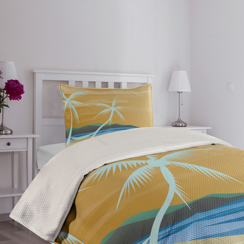 Island Coastal Polyester Coverlet, King Bedspread + 2 Shams