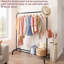 Portemanteau en métal 45 po, porte-vêtements pour chambre à coucher, noir-727092338