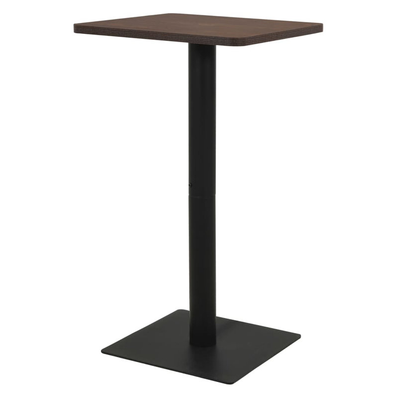 vidaXL Bar Table Dark Ash and Black Melamine Particle Board, Steel, H42.1  x L23.6 x W23.6in