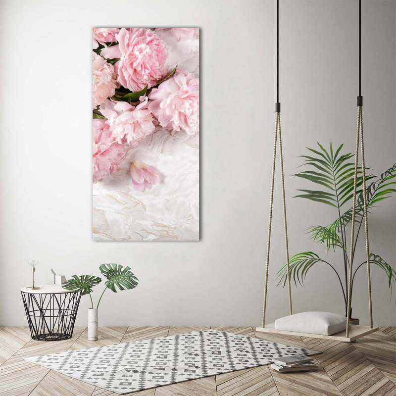 Marble Peonies - Wrapped Canvas Print
