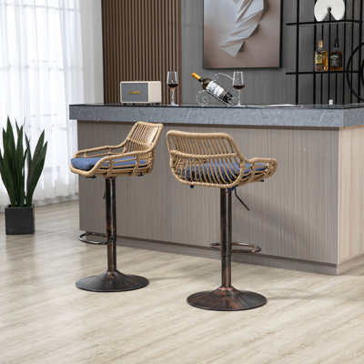 Ensemble de 2 tabourets de bar modernes pivotants avec repose-pieds réglables pour cuisine et salle à manger
