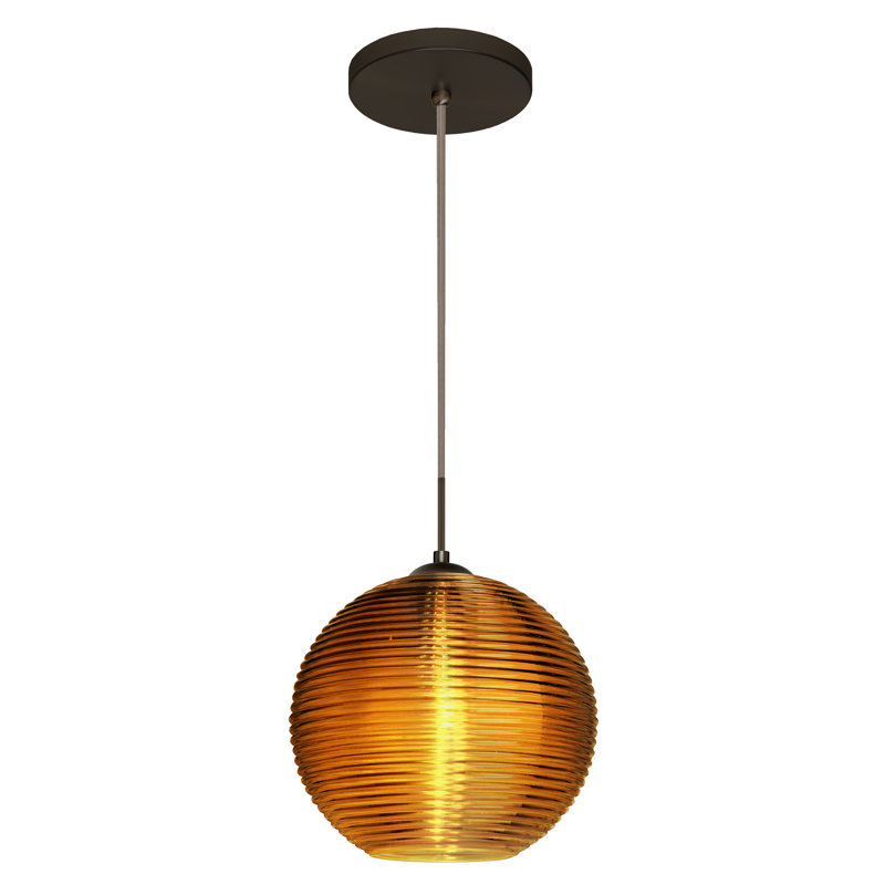 Luminaire sphère suspendu 1 lumières simple Kristall, Non, Ambre, Bronze brossé