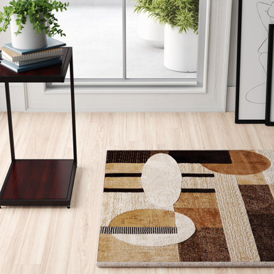 Tapis à motif géométrique beige / brun / noir Amalyn