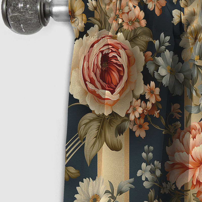 Rideau occultant rayé Peach and Blue Chic Elegance - 1 panneaux, L 52 po x L 108 po