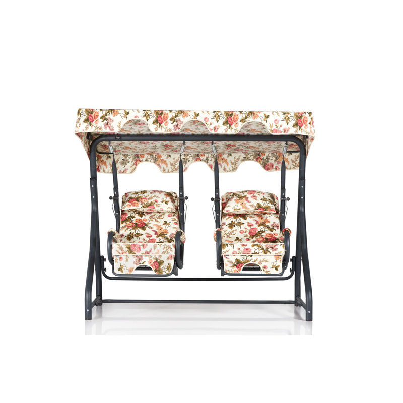 Chaise double hamac, Beige / floral orange