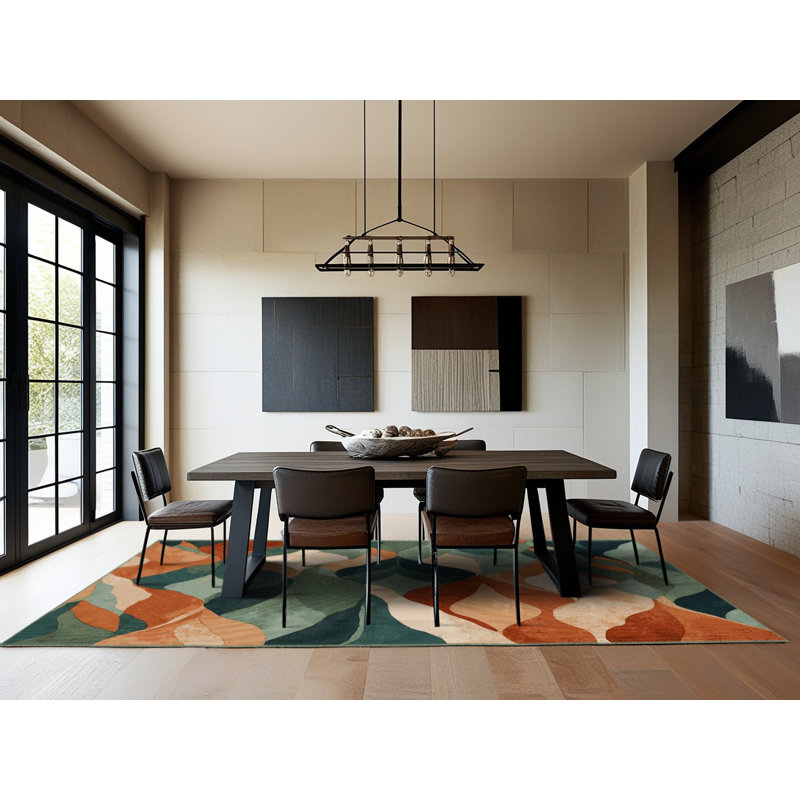 Emerald Veil Rug, Square 5'