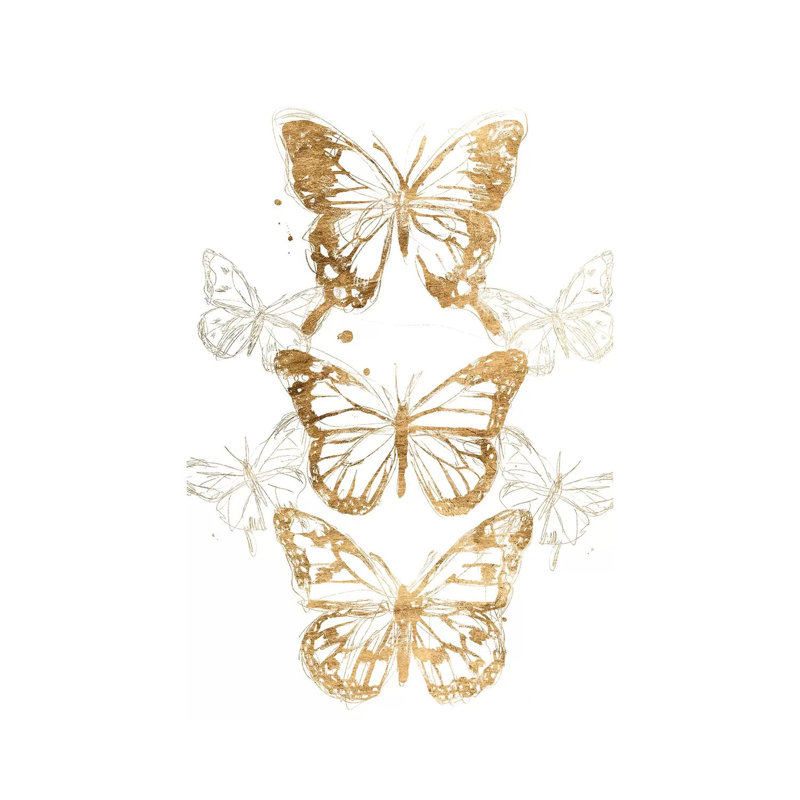 Gold Butterfly Contours I by June Erica Vess - Wrapped Canvas Print, 20.32 cm H x 30.48 cm W
