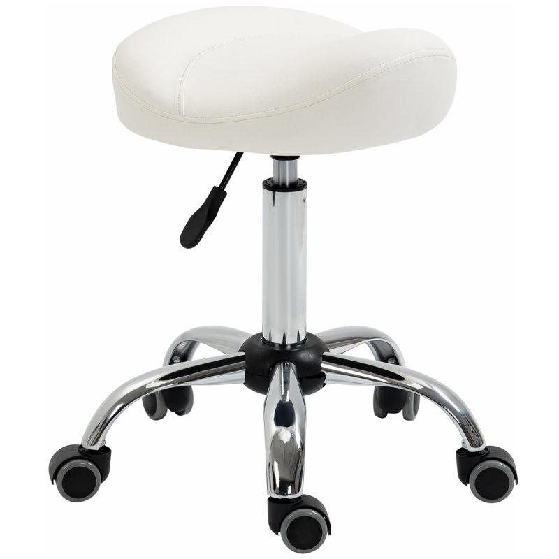 Lewey Adjustable Height Lab Stool Wheels, White