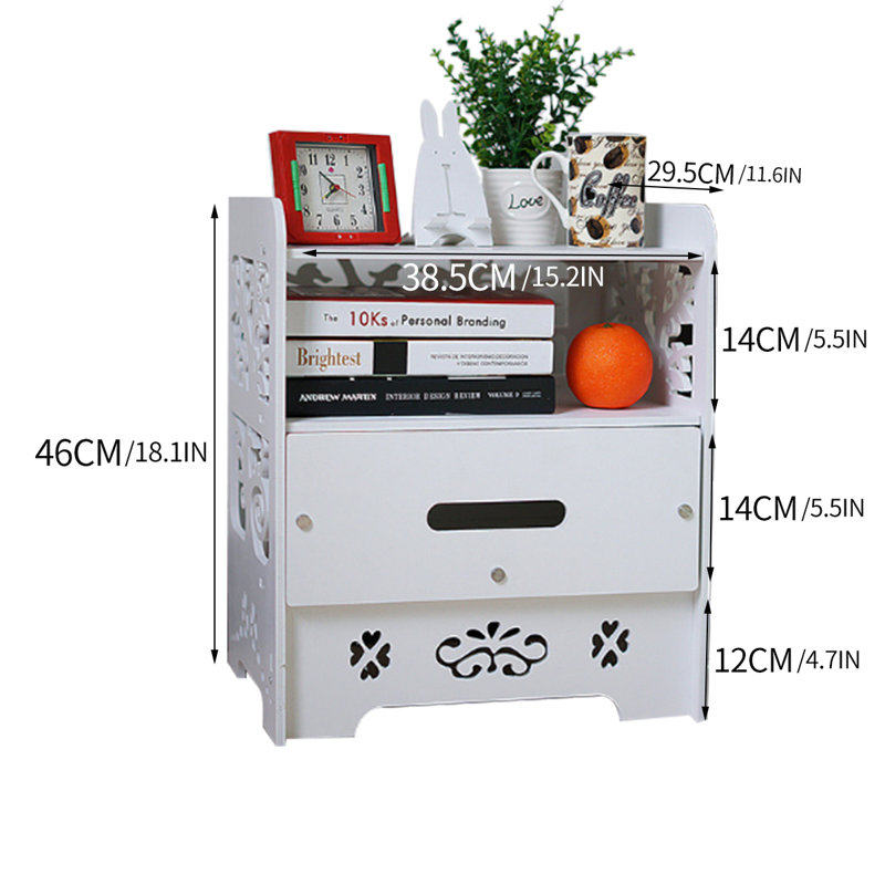 38.5cm W Manufactured Wood Bedside Table