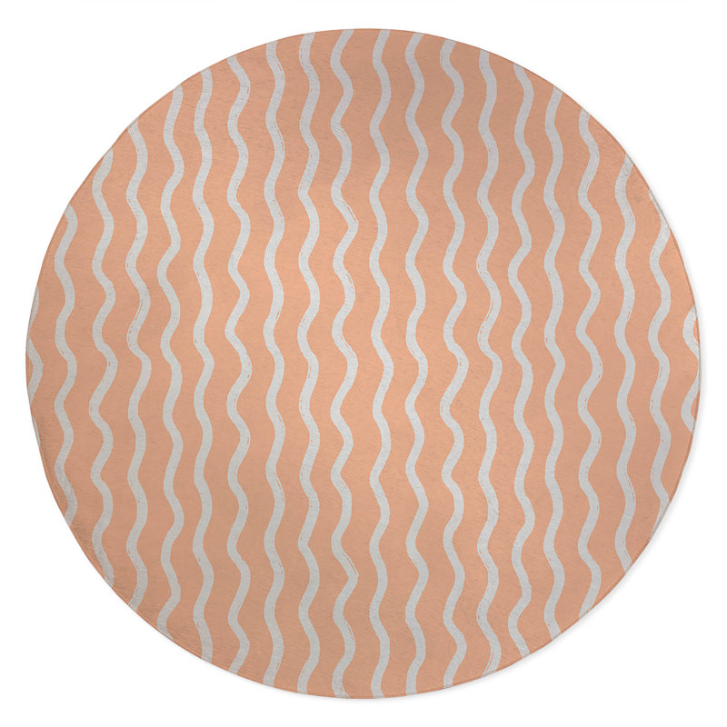 Wiggle Row Non-Slip Outdoor Rug, Round 5'
