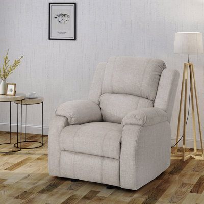Fauteuil manuel avec fonction inclinable en tissu de lin beige revêtu de tissu d'ameublement, dimensions 34,5 po x 39 po x 39 po