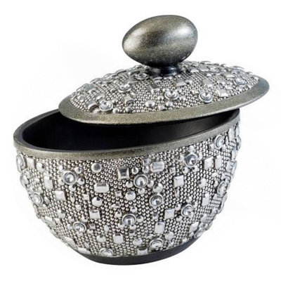 Boîte à bijoux de 8 po en polyrésine décorative «Twilight» avec finition argent