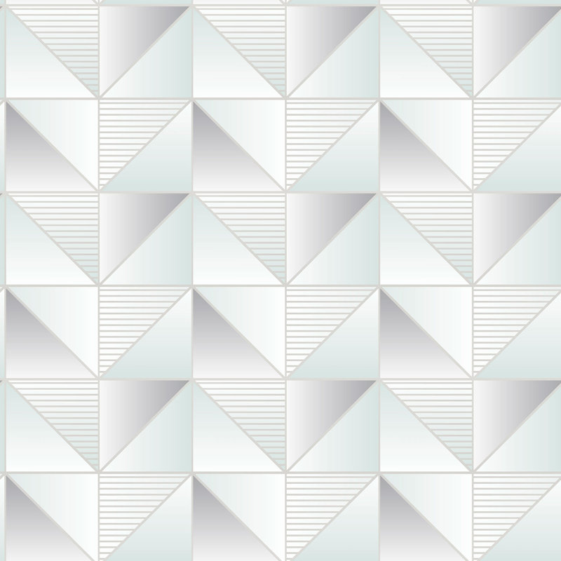 Geometrix 25.4m x 52.8cm Satin Wallpaper Roll, Mint/Silver