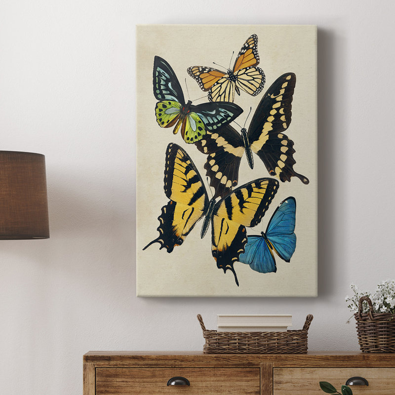 Collage de papillons II - galerie Cavas sur mesure, H 18 po x l 12 po