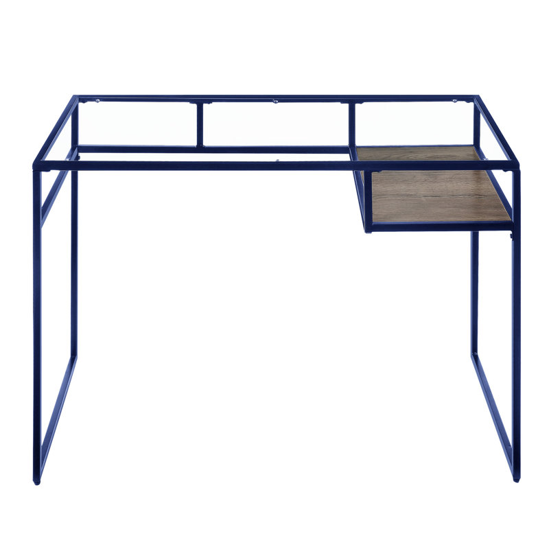 Yasin Glass Top & Writing Desk, Blue