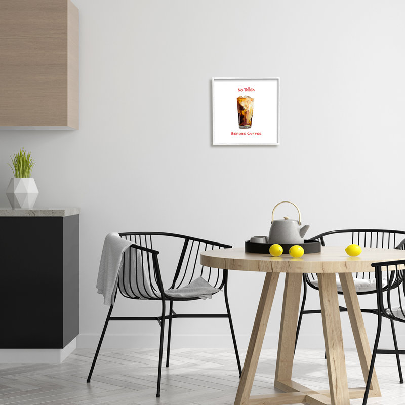 Pas de conversation avant le café, cuisine décontractée, tourbillons de lait par Amelia Noyes, reproduction d'art sur cadre flottant