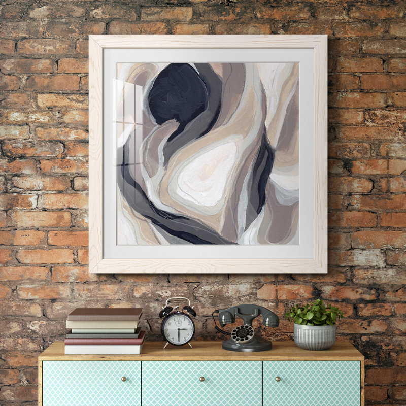Stone Ripple II - reproduction encadrée de qualité supérieure - prête à être accrochée, Papier avec cadre blanc, Blanc