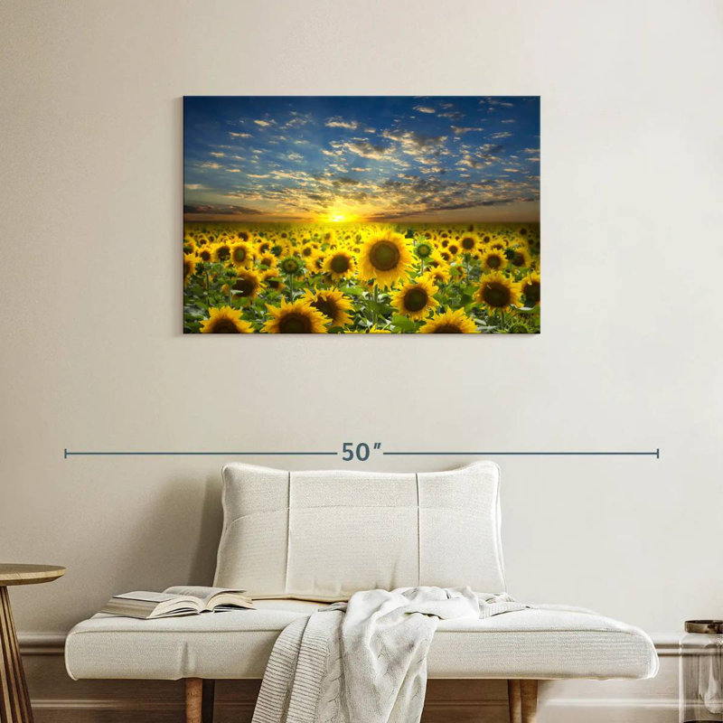 Alvord Sunflower Field Sunset Horizon, 24" H x 36" W