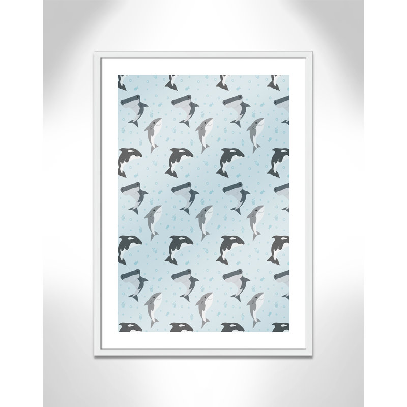 «Happy Fish», impression sur papier, H 24,5 po x l 20,5 po x P 1,18 po, Encadré de boîte blanc
