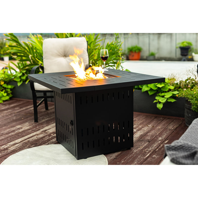 Table de foyer d'extérieur pour terrasse, acier 34 pouces, 50 000 chaleur, table en acier noir pour le plaisir, 34 pouces,