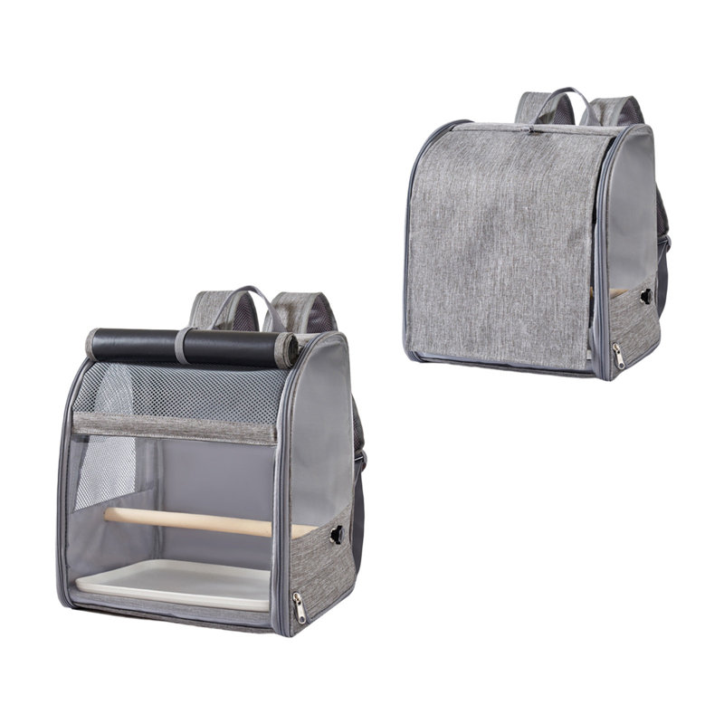 Sac à dos porte-oiseaux fenêtre transparente 15 x 12,2 x 9,7 po pour perroquets, gris foncé, Gris foncé