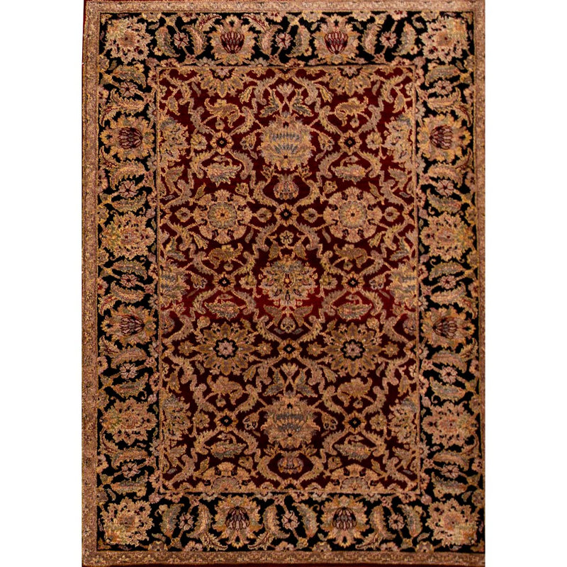 Hand-Knotted High-Quality Red and Black Area Rug