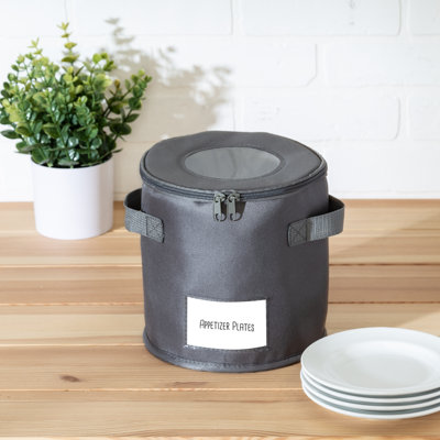 Fabric Dinnerware Storage Box with Felt Dividers Included