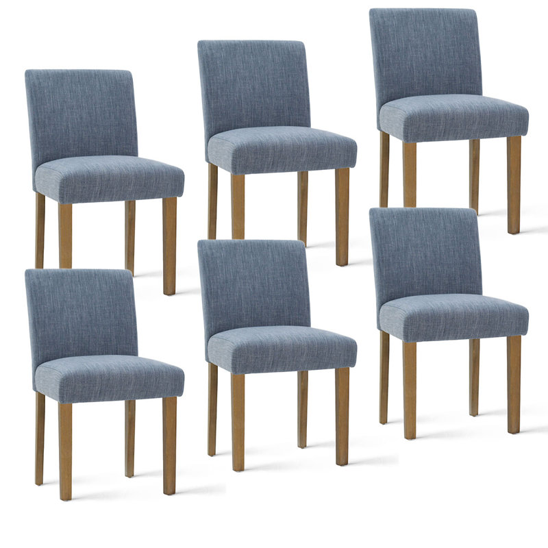 Chaise rembourrée en lin à hauteur d'assise de 18,5 po Dawniel, Bleu