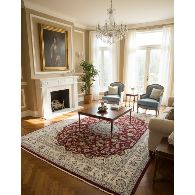 Tapis rouge Indo Nain 9 pi x 12 pi Wine