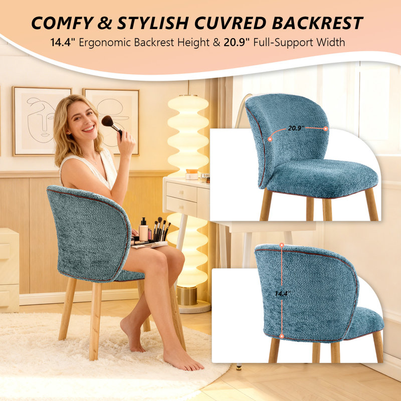 Modern Curved Back Accent Chair, Blue