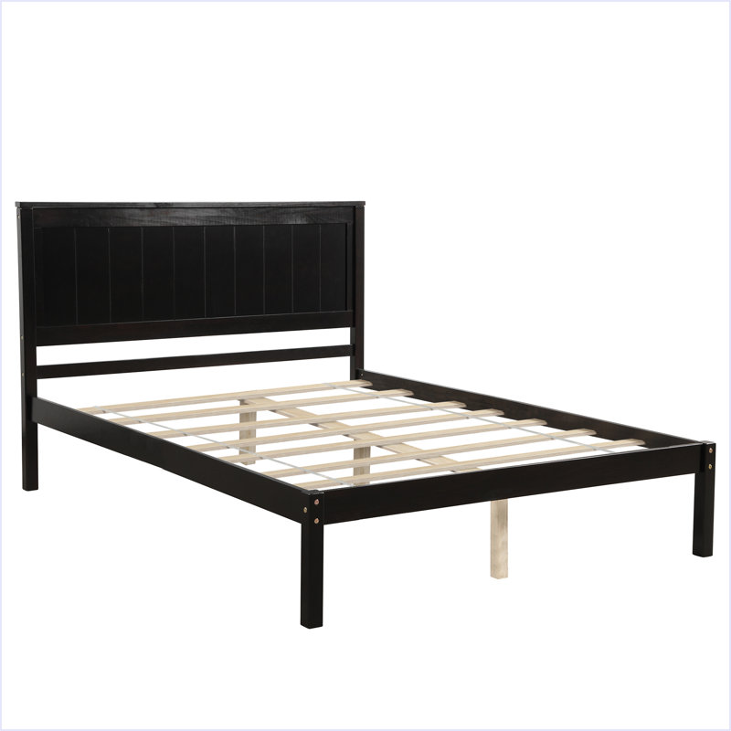 Base de lit plateforme avec tête de lit, Espresso, Lit double